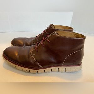 Cole Haan Grand OS Chukka Boots Shoes Leather Size 13 Mens Tan Round Toe Brown